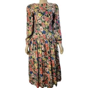 SANTE Bohemian Peasant Vintage FLORAL Size S Multicolor WOMEN'S DRESS #W7